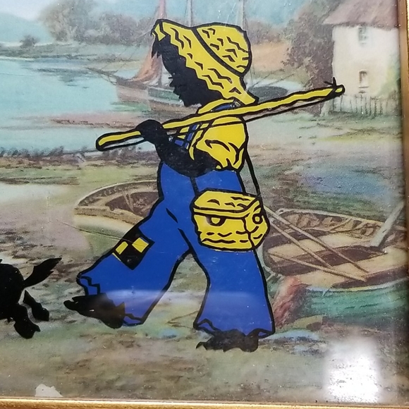 VTG Reverse Glass Painting With Background Print - Picture 2 of 9